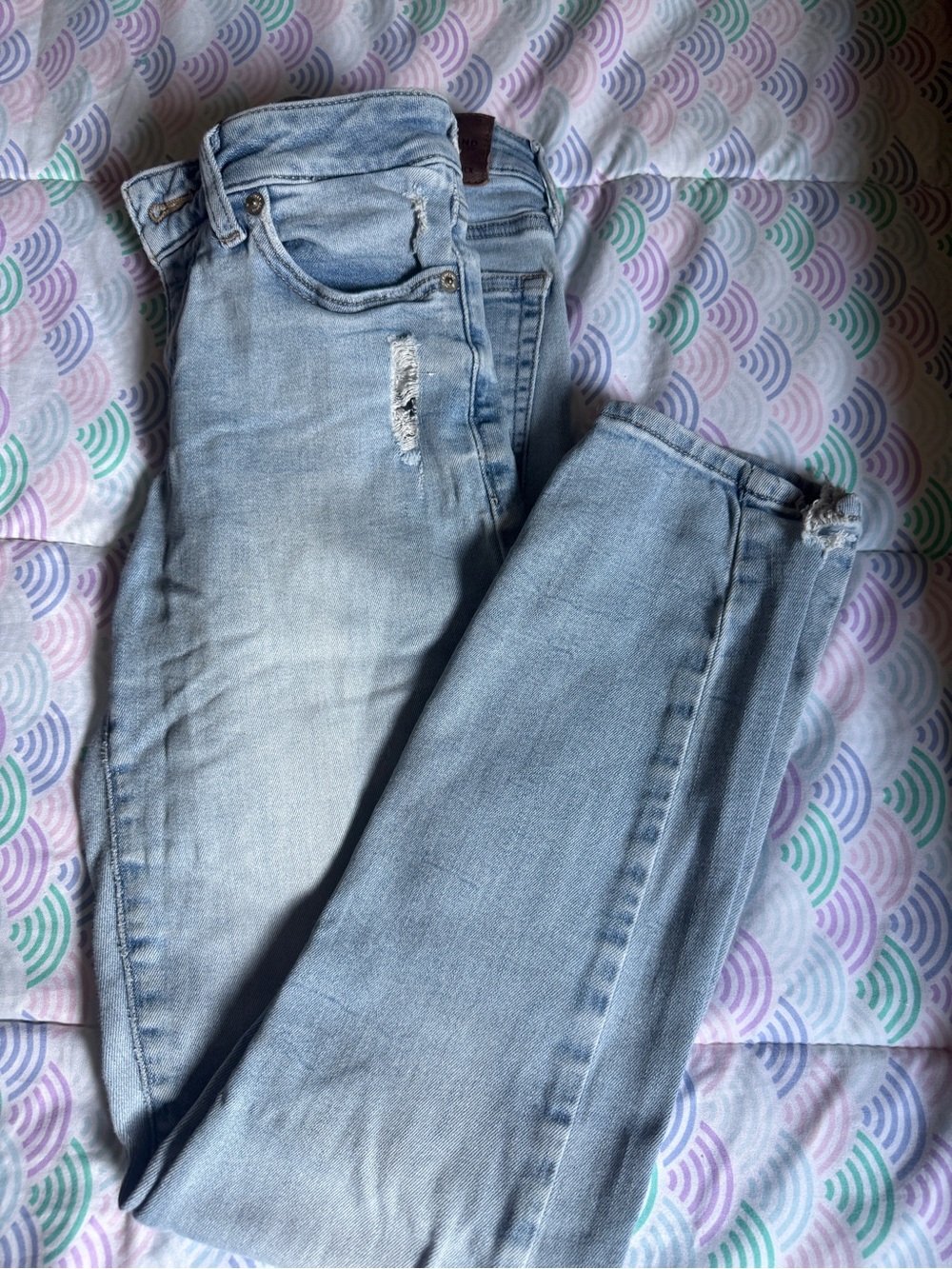 Light Wash Distressed Skinny Jeans